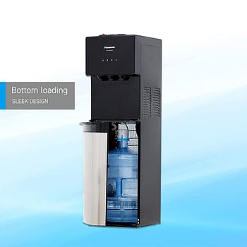 Panasonic Top Loading Water Dispenser, SDM-WD3238TG, Black/ Stainless Steel Finish, 2L Cabinet Storage, Best for Home Kitchen & Office, Hot Cold & Normal.