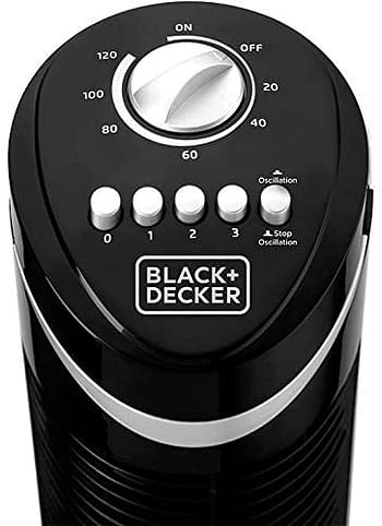 Black+Decker 50W 3 Speed Tower Fan with Timer and Oscillation Black - TF50-B5