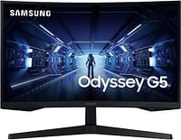 Samsung 27-Inch G5 Odyssey Gaming Monitor with 1000R Curved Screen,QHD,144Hz,1ms,FreeSync Premium, Black.