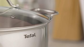 TEFAL Intuiton 5 Pcs Induction Pots and Pan Set, Stainless Steel, Silver, Medium.