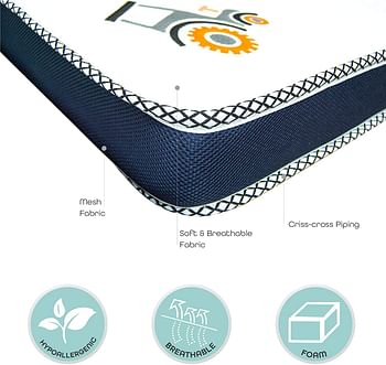 MOON Crib and Toddler Bed Mattress, Dual Sided Sleep System, Breathable Premium Baby Mattress for Infant and Toddler,Reversible Baby Mattress, with printed graphic, 60 x 120 x 10 cm, Multicolor.