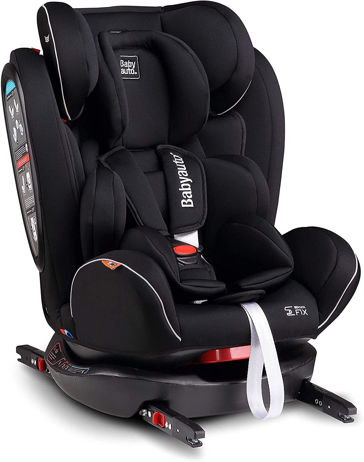 Babyauto NOE FIX 0123 Car Seat (Suitable for 0-12Years), Black Isofix Base, Black.