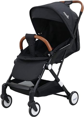 moon Ritzi Ultra light weight/Compact fold/ Travel Cabin (suitable for Air travel) Stroller/Pram/Push Chair suitable for newborn/infant/babies/kids (From birth to 3 Years)(0-18kg)-Black