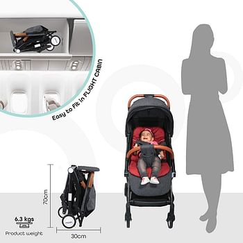 moon Ritzi Ultra light weight/Compact fold/ Travel Cabin (suitable for Air travel) Stroller/Pram/Push Chair suitable for newborn/infant/babies/kids (From birth to 3 Years)(0-18kg)- Black/Red