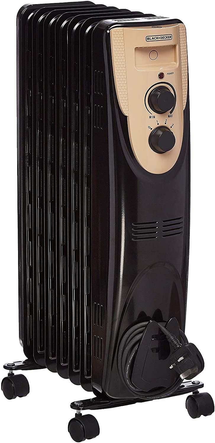 Black+Decker 1500W 7 Fin Oil Radiator Heater, Black - OR070D-B5