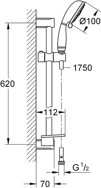 Grohe Tempesta Rustic 100 Shower Rail Set 4 Sprays, 27609001