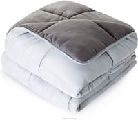 LINENSPA All Season Hypoallergenic Down Alternative Microfiber Comforter/Stone-Charcoal/King