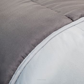 LINENSPA All Season Hypoallergenic Down Alternative Microfiber Comforter/Stone-Charcoal/King