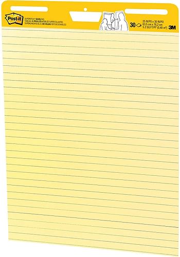 Post-it Easel Pad, 25 x 30 Inch sheets, Yellow Paper with Lines, 30 Sheets/Pad, Pack of 2/2 Pads/Yellow