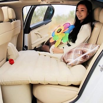 Car Travel Bed 138 * 85 * 45Cm SUV Air Mattresses Car Inflatable Travel Bed for Camping Children Rear Double Adjustable Sleeping Pad Airbed Seat Cover Cushion Flocking Cloth for Car SUV MVP with Pump, White