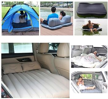 Car Travel Bed 138 * 85 * 45Cm SUV Air Mattresses Car Inflatable Travel Bed for Camping Children Rear Double Adjustable Sleeping Pad Airbed Seat Cover Cushion Flocking Cloth for Car SUV MVP with Pump, White