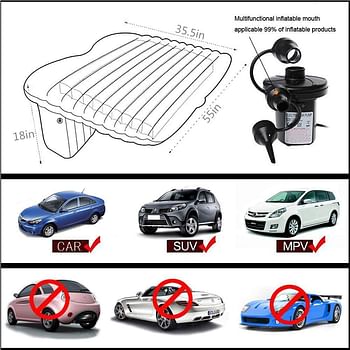 Car Travel Bed 138 * 85 * 45Cm SUV Air Mattresses Car Inflatable Travel Bed for Camping Children Rear Double Adjustable Sleeping Pad Airbed Seat Cover Cushion Flocking Cloth for Car SUV MVP with Pump, White