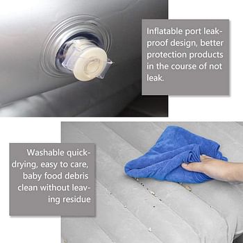 Car Travel Bed 138 * 85 * 45Cm SUV Air Mattresses Car Inflatable Travel Bed for Camping Children Rear Double Adjustable Sleeping Pad Airbed Seat Cover Cushion Flocking Cloth for Car SUV MVP with Pump, White