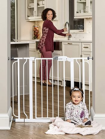 Regalo Easy Step Extra Wide Baby Gate with 6" and 4" Extension Kit, 4 Pack of Pressure Mounts Kit and 4 Pack of Wall Mount Kit, White, 12 Piece Set.