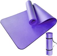Yoga Mat - Non Slip Yoga Mat with Yoga Mat Strap Included - 10mm Thick Exercise Mat Purple/Black/50 x 40 x 30 Mm