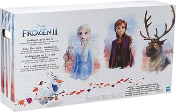 Disney Frozen Sledding Sven and Sisters Elsa and Anna Fashion Dolls With Sven Toy and Sled Inspired by Disney's Frozen 2 | Multicolor | One size.