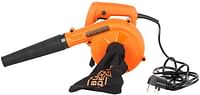 Black+Decker 530W 16,000 RPM Single Speed Electric Blower/Vacuum with Collection Bag for Home & Garden, Orange/Black - BDB530-B5