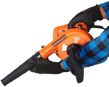 Black+Decker 530W 16,000 RPM Single Speed Electric Blower/Vacuum with Collection Bag for Home & Garden, Orange/Black - BDB530-B5