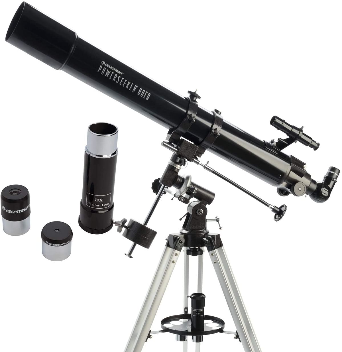 Celestron - PowerSeeker 80EQ Telescope - Manual German Equatorial Telescope for Beginners - Compact and Portable - BONUS Astronomy Software Package - 80mm Aperture  Telescope