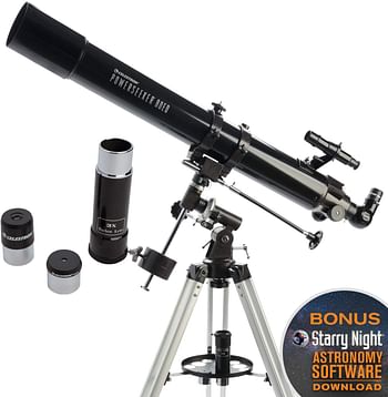 Celestron - PowerSeeker 80EQ Telescope - Manual German Equatorial Telescope for Beginners - Compact and Portable - BONUS Astronomy Software Package - 80mm Aperture  Telescope