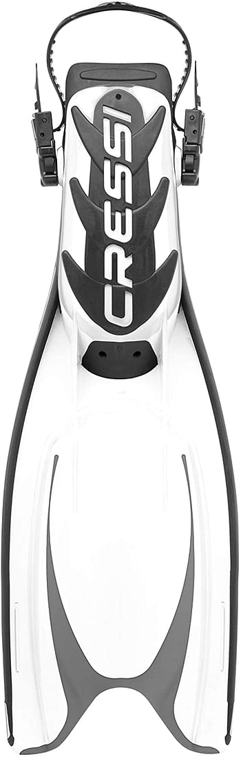 Cressi Adult Powerful Efficient Open Heel Scuba Diving Fins | Frog Plus: made in Italy | M-L (EU 41-44) | Black-White.