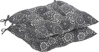 Amazon Basics Tufted Outdoor Square Seat Patio Cushion - Pack of 2, Black Floral - Multicolor , One Size