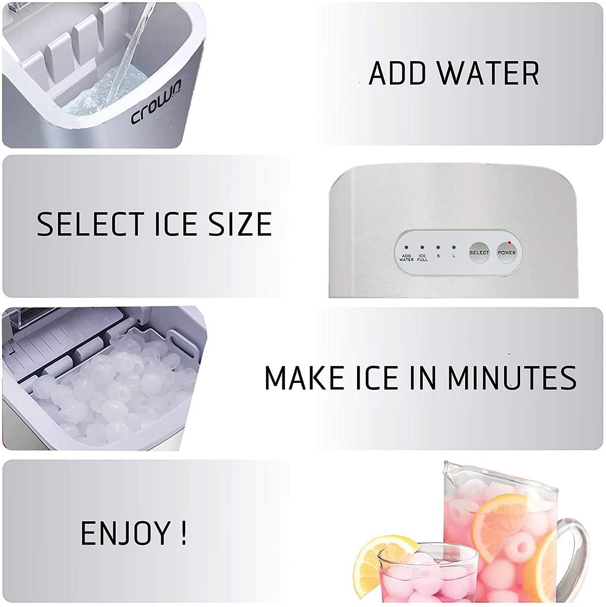 Crownline Instant Ice Maker, Silver, IM-162