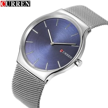 CURREN Original Men's Sports Waterproof Stainless steel Wrist Watch Good Quality 8256 Silver Blue - One Size