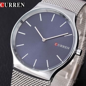 CURREN Original Men's Sports Waterproof Stainless steel Wrist Watch Good Quality 8256 Silver Blue - One Size