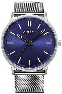 brand CURREN Watches Men Steel Mesh strap Quartz-watch Ultra Thin Dial Clock Men 8233 -Silver , One Size