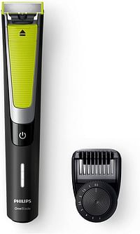 ماكينة حلاقة وتشذيب شعر ون بليد برو من فيليبس QP6505، أسود/أخضر ليموني- فضي