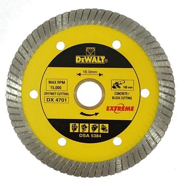 DeWalt Diamond wheel block cutting 230 x 22.23mm extreme blade for abrasive block cutting , Yellow/Black, DX4781