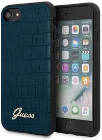 Guess PU Croco Print Case with Metal Logo for iPhone SE 2 Blue