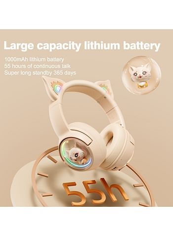 ONIKUMA B5 wireless headset music headphones Bluetooth 5.3 luminous cute cat ear headphones