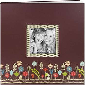 Pioneer Photo Albums 20 Page Designer Printed Raised Frame Garden Cover Scrapbook for 12 by 12-Inch Pages/Brown