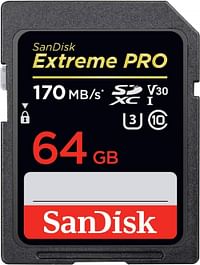 بطاقة ذاكرة سانديسك 64 جيجابايت إكستريم برو UHS-I SDXC 170MB / s -SDSDXXY-064G-GN4IN