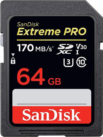 SanDisk 64GB Extreme PRO SDXC UHS-I Card - C10, U3, V30, 4K UHD, SD Card - SDSDXXY-064G-GN4IN