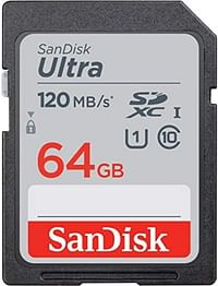 SanDisk 64GB Ultra SDXC UHS-I Memory Card - 120MB/s, C10, U1, Full HD, SD Card - SDSDUN4-064G-GN6IN