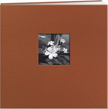 Pioneer 12 Inch by 12 Inch Postbound Silk Fabric Frame Front Memory Book, Copper