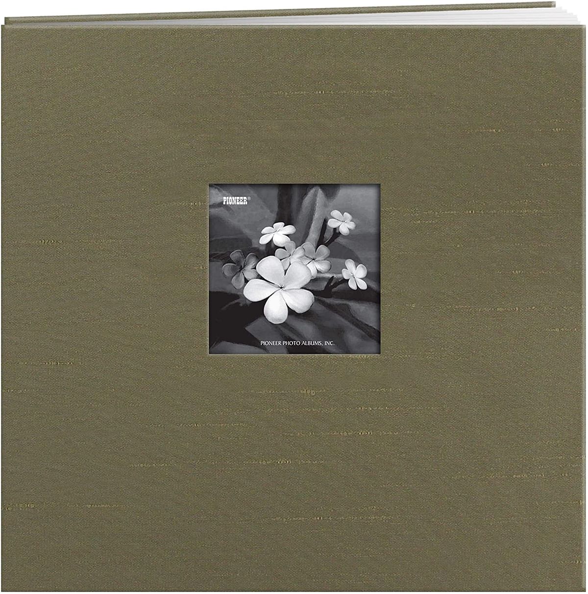 Pioneer 12 Inch by 12 Inch Postbound Silk Fabric Frame Front Memory Book, Caramel Green
