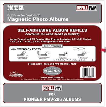 Refill Pages for PMV-206 Large Magnetic Page X-Pando Photo Album | White | 5 Pcs
