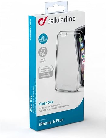 Cellularline Hard Case Clear Duo Iph6 5,5 Transparent For Apple Iphone 6 Plus, Clear