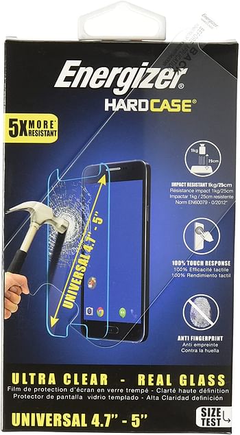 Energizer ENSPCOCLUN50 Energizer Universal Tempered Glass Screen Protector for 4.7-5 inches Smarphone - Transparent