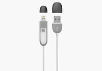 Cygnett 2 Connect 2-in-1 round Cable 1.2M White/Grey