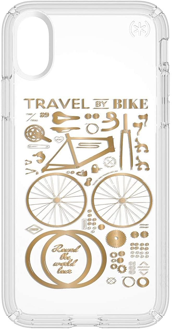 Speck Apple iPhone X Presidio CityBike Print Metallic Gold Back Cover - Clear and Gold