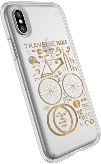 Speck Apple iPhone X Presidio CityBike Print Metallic Gold Back Cover - Clear and Gold