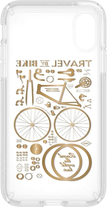 Speck Apple iPhone X Presidio CityBike Print Metallic Gold Back Cover - Clear and Gold