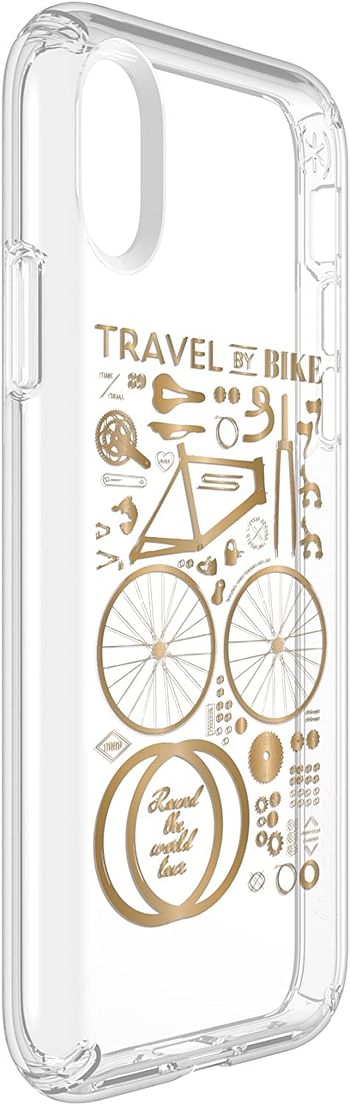 Speck Apple iPhone X Presidio CityBike Print Metallic Gold Back Cover - Clear and Gold