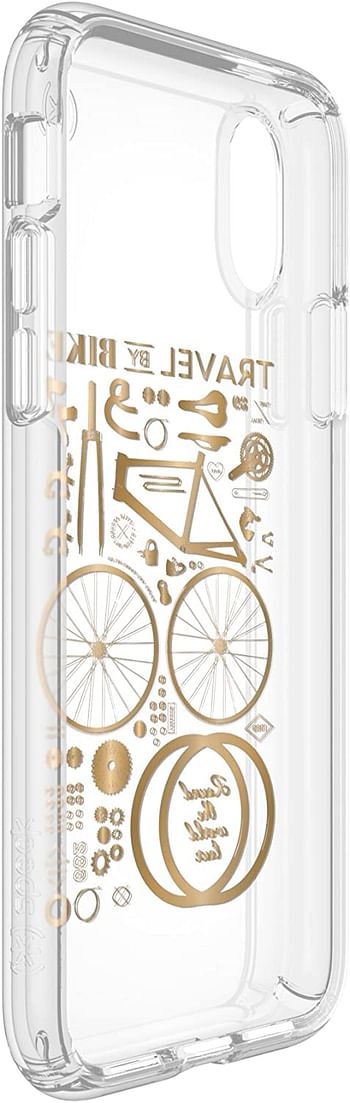 Speck Apple iPhone X Presidio CityBike Print Metallic Gold Back Cover - Clear and Gold