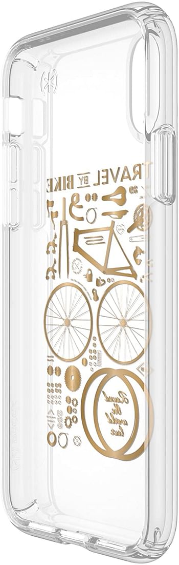 Speck Apple iPhone X Presidio CityBike Print Metallic Gold Back Cover - Clear and Gold